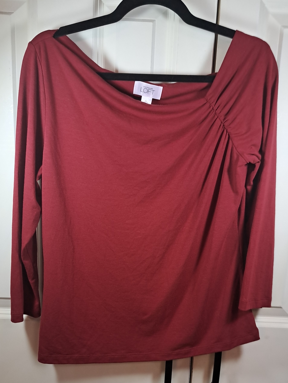LOFT Women's Long-Sleeve Boatneck Top in Rust